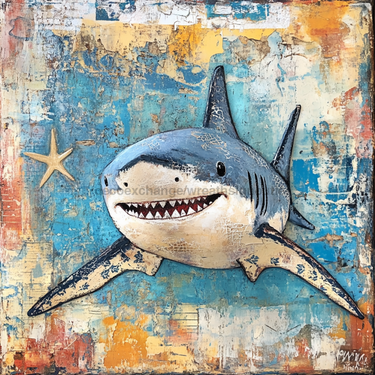 Nautical Sign, Shark Sign, DCO-02583, Sign For Wreath, 10x10